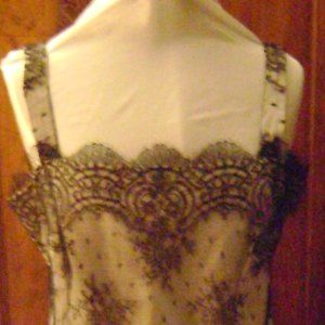 Vintage (1980s or 1990s) Black Lace Skirt and Top, lined in Very Silky Gray